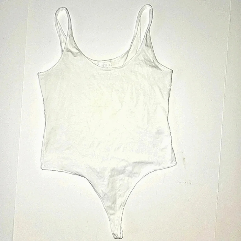 WHITE Cotton Thong Bodysuit